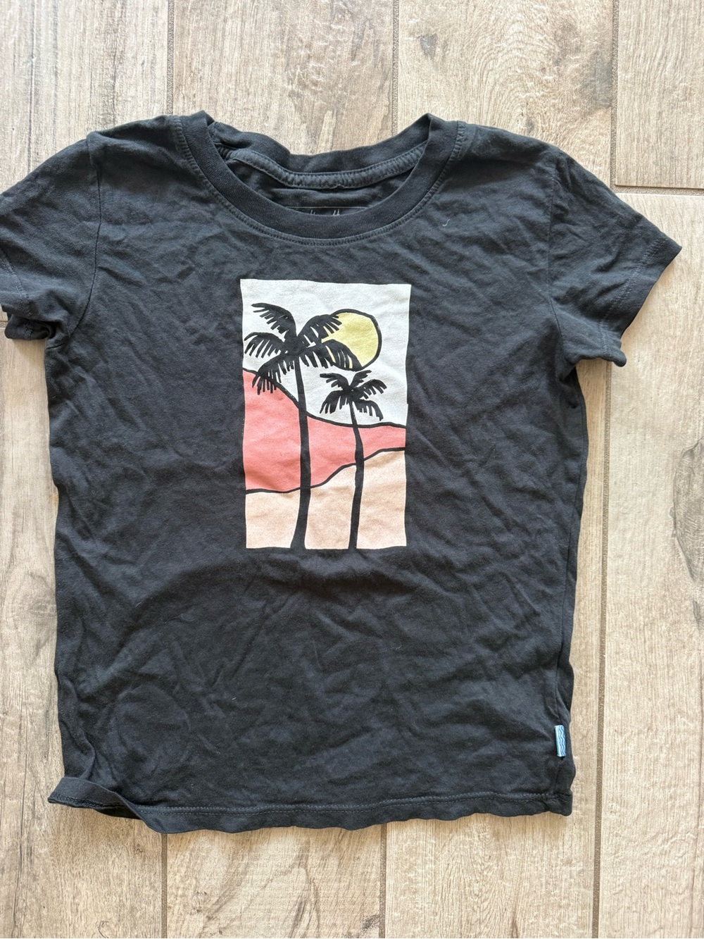 Kids Black Graphic Palm Tree Tee